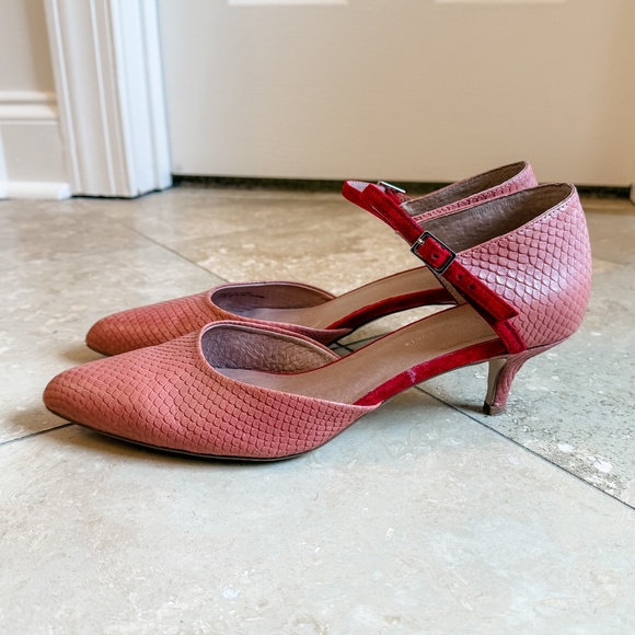 Anthropologie Pink & Red Kitten Heel -- Seize 10 - Picture 2 of 3
